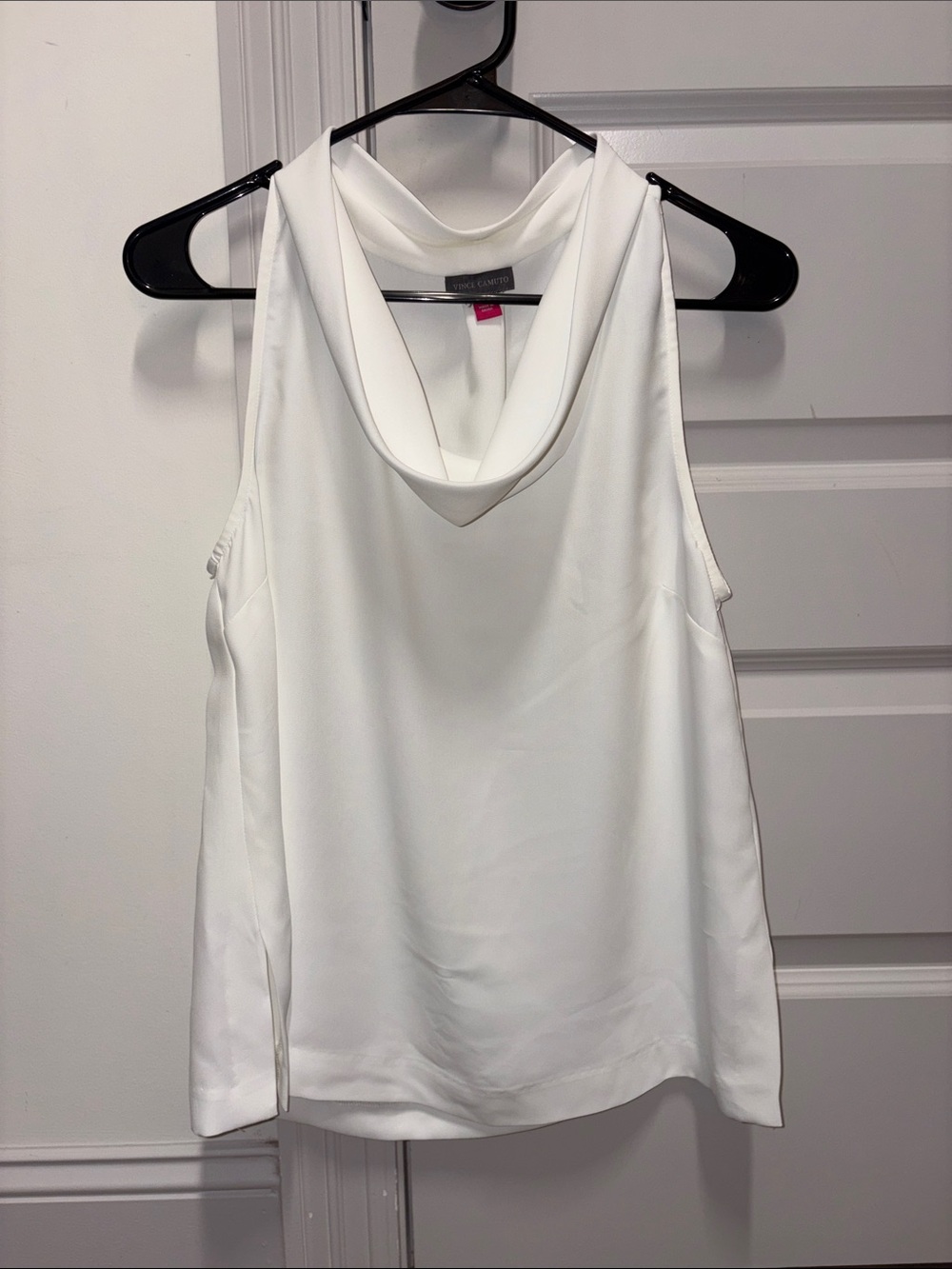 Vince Camuto White Sleeveless Cowl Neck Blouse